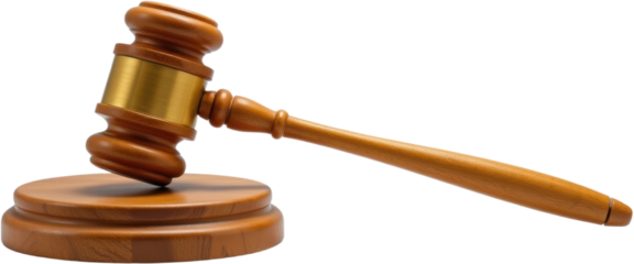 Justice delivered wooden gavel isolated legal symbol studio setting focused perspective conceptual imagery