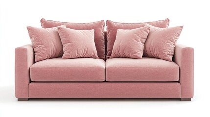 Fototapeta premium Modern blush pink sofa with plush cushions