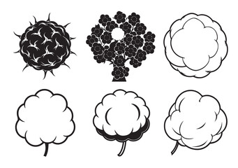 Cotton Ball Silhouette Vector Set