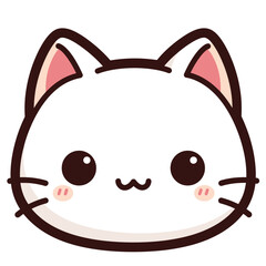 A cute cartoon cat face with big eyes and a sweet little smile.