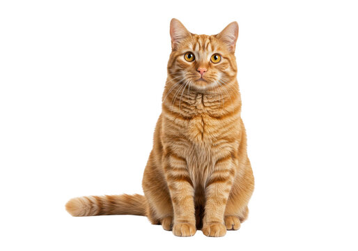 Ginger tabby cat seated  isolated on transparent png - Powered by Adobe