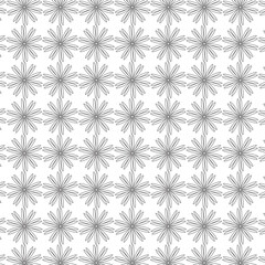 Seamless Pattern with Simple Line Art Flowers