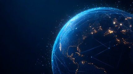 Obraz premium Global network of digital connections and technology driven partnerships