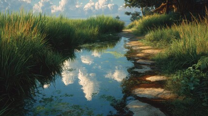 Paddy field path reflection