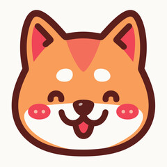 Cheerful cartoon Shiba Inu face with a cute smiling expression.