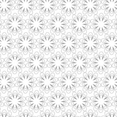 Abstract Seamless Pattern with Linear Flower Design