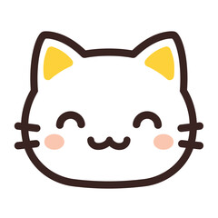 Adorable kawaii cat face with a sweet smile.