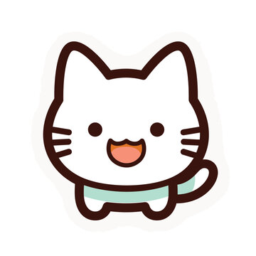 Cute cartoon kitty waving hello with a cheerful smile!