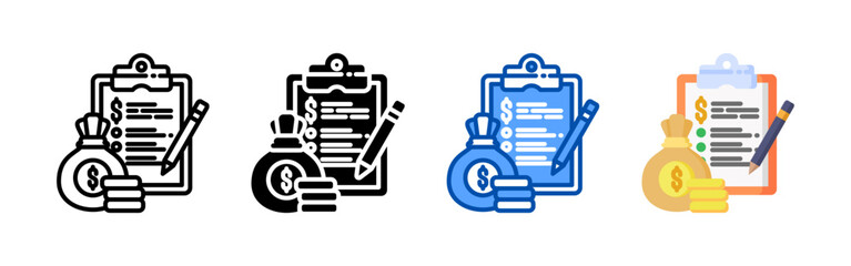 Financial planning icon set bundle. Multi style icon collection perfect for websites, apps, and presentations. Simple vector icon collection