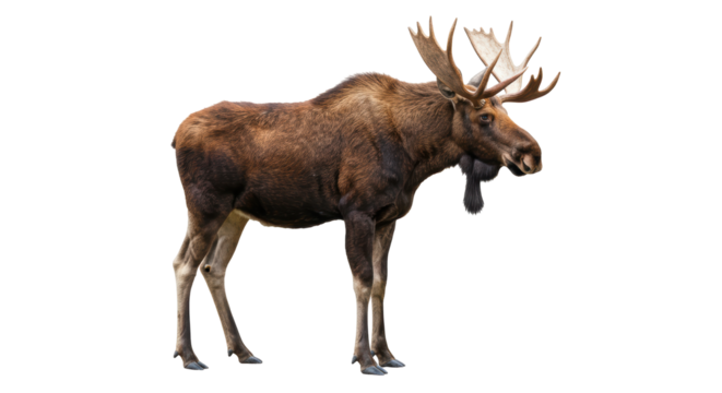 Isolated Majestic Bull Moose Standing Tall in Wilderness