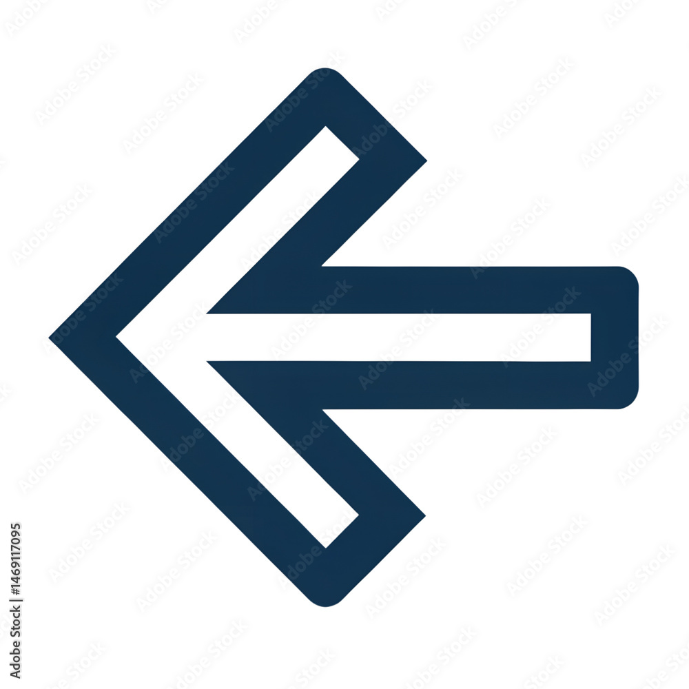 Poster flat vector icon of a back arrow pointing left for navigation and ui design, back arrow vector, left