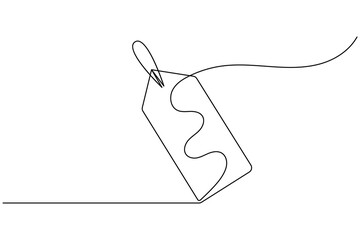 Naklejka premium Price tag continuous one line drawing and minimalist style isolate outline unique vector 