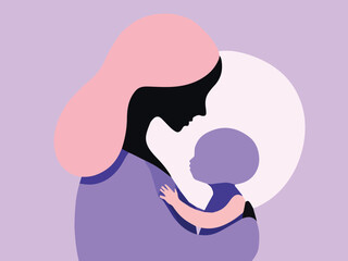 Mother's Day Special - Mother Child Love - Bonding and Relationship Vector Illustration