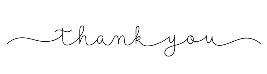 THANK YOU black calligraphy banner on transparent background
