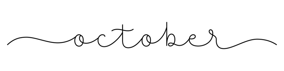 OCTOBER black calligraphy banner on transparent background