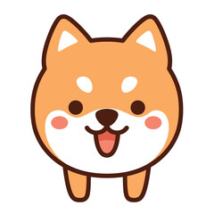Adorable cartoon Shiba Inu dog smiling happily.