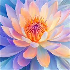 Delicate lotus blossom in pastel hues