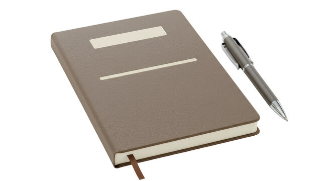Isolated Closed Notebook with Silver Pen