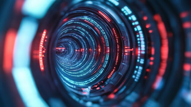 Abstract Futuristic Glowing Light Tunnel