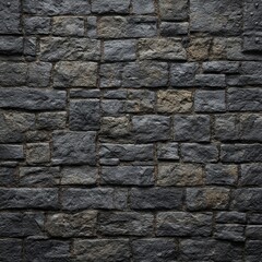 Obraz premium Dark stone wall with varying shapes and sizes of stones