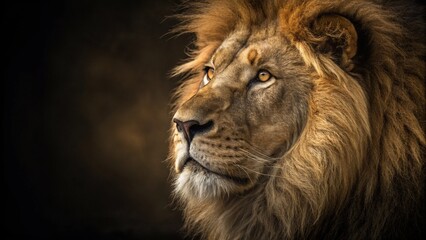 Fototapeta premium Majestic Gaze: The Lion King in Photorealistic Glory