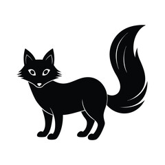 arctic fox with fluffy tail vector silhouette