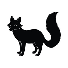 arctic fox with fluffy tail vector silhouette