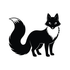 arctic fox with fluffy tail vector silhouette