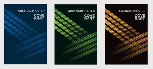 Modern abstract posters featuring diagonal lines and particle effects, creating a dynamic and visually appealing design