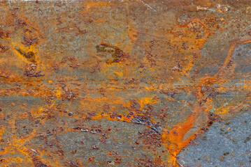 The texture of old metal covered with rust
