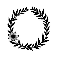 Elegant botanical circle design with a minimalist floral accent on one side