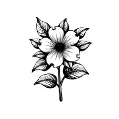 Elegant floral illustration featuring a delicate blossom with detailed foliage