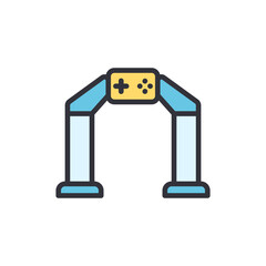 Stylized game zone portal archway, isolated on white background rendering