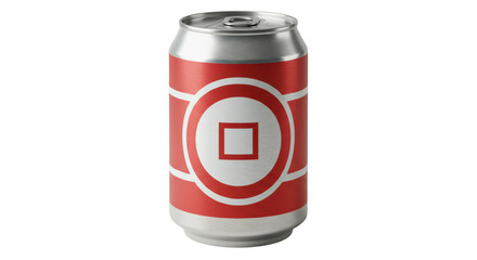 Isolated Soda Can with Red and White Design