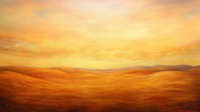 Golden rolling hills under a warm sunset sky.