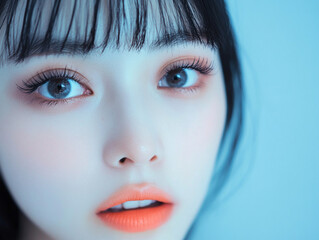 まつげエクステをした女性のアップ　Generated image