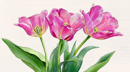 Obraz premium Delicate pink tulips in a close-up display