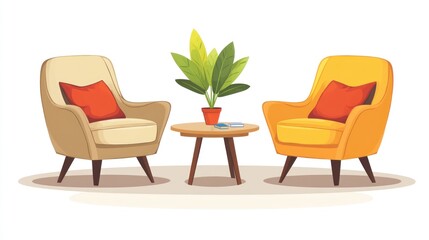 Cozy living room corner with two armchairs and a small table