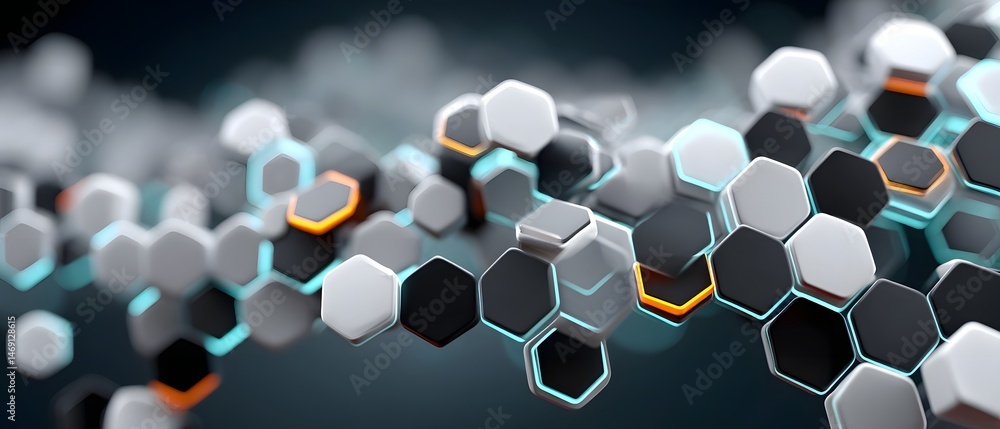 Aufkleber futuristic hexagonal pattern in a digital environment