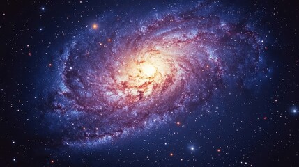 Majestic galaxy with vibrant colors, shining stars, and deep cosmic beauty in the vast universe. A stunning view of deep space.