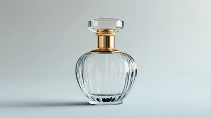 Elegant clear glass perfume bottle with gold accents (1)