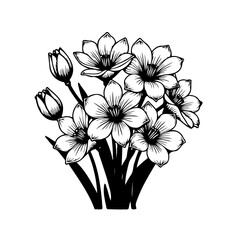 Detailed floral illustration with striking contrast and classic botanical design