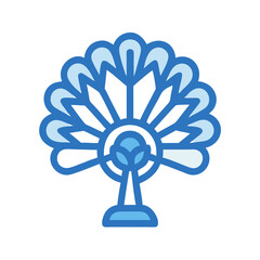 Fan with Feathers Icon Design