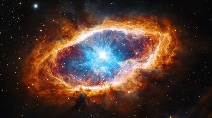 Stunning Cosmic Nebula with Brilliant Colors and Stars in the Vast Universe