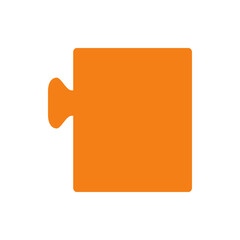 A single orange puzzle piece with a rounded peg on the left side against a white background image view