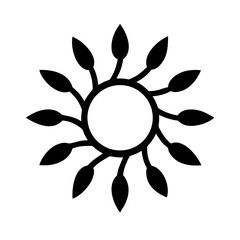 Sun Symbol with Leaves Icon Design