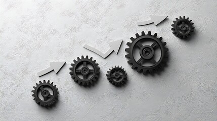 Minimalist gears and arrows, symbolizing business process reengineering and the improvement of operations .