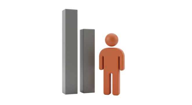 Isolated Statistics with falling Graph and Person Symbolizing Decline