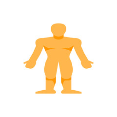 Illustration of a full body human figure in orange color standing straight with arms down on white background