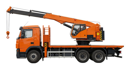 Isolated Orange Crane Truck with Hook